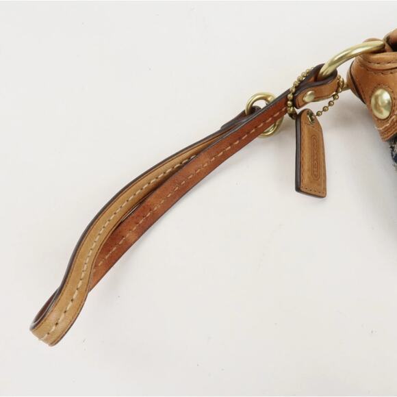 💎✨BEAUTIFUL✨💎Authentic COACH Leather Canvas Hand Bag Shoulder bag Navy - Picture 6 of 7